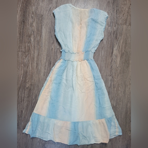 Rails Ashlyn Sunset Gradient Smocked Waist Linen Rayon Blend Dress Pastel XS - Picture 5 of 15